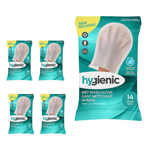 5 packs of 14 wet-wash gloves